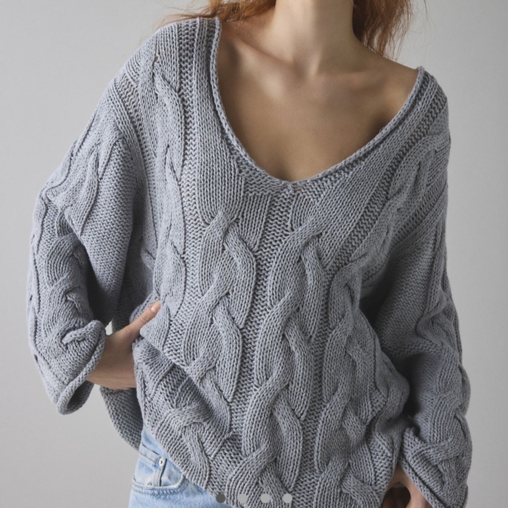 Urban Outfitters BDG Cable Knit Deep V-Neck Sweater